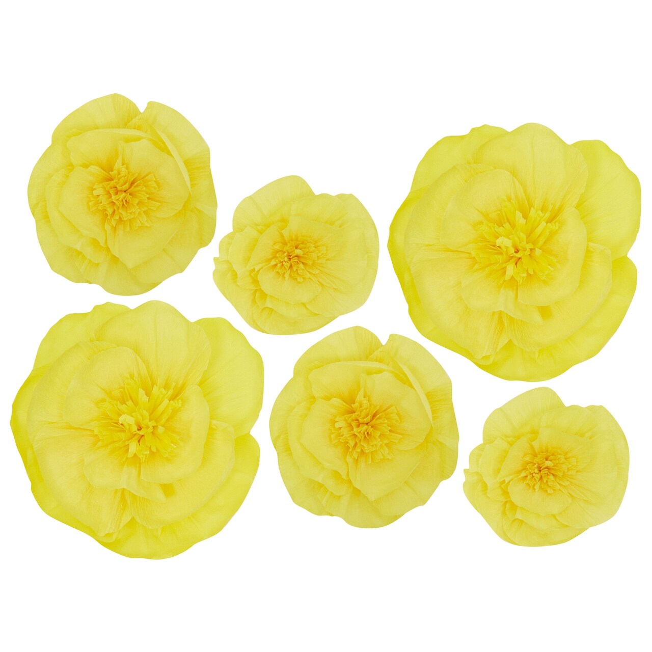 3D Flower Decor, Yellow Paper Wall Flowers for Baby Shower, Birthday Party (6 Pieces)